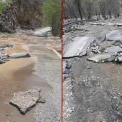 İlçeye giden yol kapandı: Şiddetli yağış sonrası sular altında kaldı!