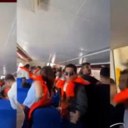 Girne açıklarında batan gemideki panik anları kamerada