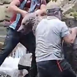 Trabzon'da dere yatağında mahsur kalan ayı yavrusu böyle kurtarıldı 