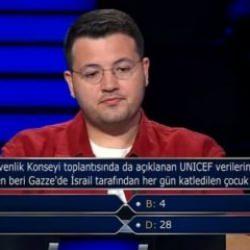 'Kim Milyoner Olmak İster'e doğru cevabı alkışlanmayan Gazze sorusu! Geceye damga vurdu