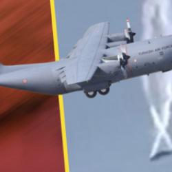 Türk askeri kargo uçağı C130'un düşme anı ortaya çıktı