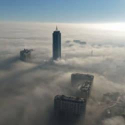 Konya sis denizinde kayboldu