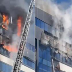 Kocaeli'de 7 katlı iş merkezinde yangın