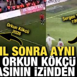 32 yıl sonra aynı gol! Orkun K&ouml;k&ccedil;&uuml;, Sergen Yal&ccedil;ın&rsquo;ın izinden gitti