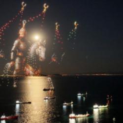 İstanbul'un fethinin 573. yıl d&ouml;n&uuml;m&uuml;nde dronlu ışık g&ouml;sterisi