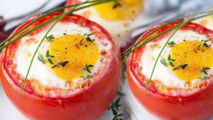Yumurtalı domates dolma nasıl yapılır? Kahvaltılık yumurtalı domates dolma tarifİ