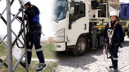 8 yıldır metrelerce yükseklikte! Halkı aydınlığa kavuşturan mühendis: Aslı Dursun