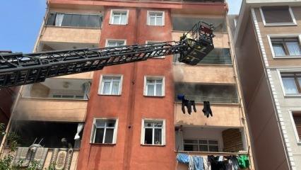 Kartal'da 7 katlı binada yangın; mahsur kalan bir kişiyi itfaiye kurtardı