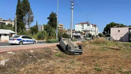 Babasının otomobilini alıp takla atan gencin burnu bile kanamadı