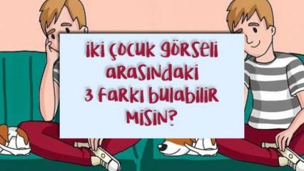 16 saniyede iki çocuk görseli arasındaki 3 farkı sadece zeki bir kişi görebilir!