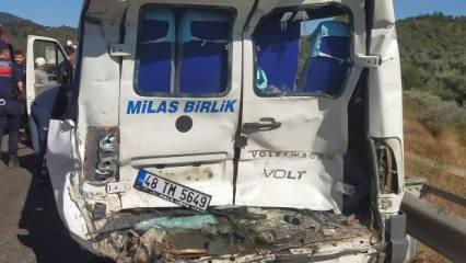 Muğla'da beton mikseri dolmuşa çarptı: 1 ölü, 13 yaralı