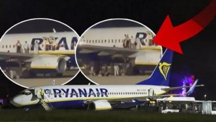 Ryanair uçağında panik: Yolcular kanattan atlayarak kaçtı