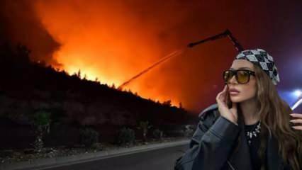 Yangın bölgesinde  poz verdi! Tepkiler çığ gibi