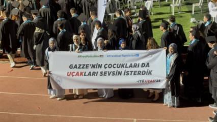 Üniversitelilerden en anlamlı pankart: İTÜ öğrencilerinden Gazze çocuklarına 'uçak' mesajı