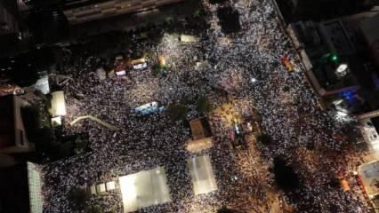 Hükümet karşıtı protestolara milyonluk katılım! Tel Aviv'i titreten kabalık! 