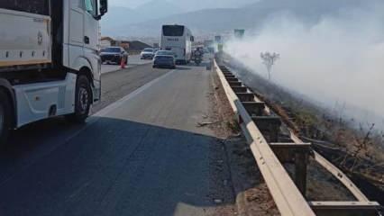 Gaziantep'te otoban kenarında yangın