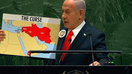 Netanyahu, BM'de kürsüye haritasıyla çıktı! İçlerinden bir ülke dikkat çekti