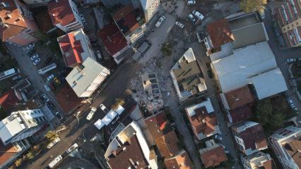 Gebze'de çöken ve 4 kişiye mezar olan binada çalışmalar sabah yeniden başladı. 