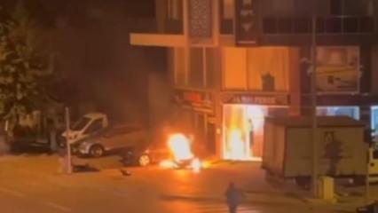 Kaza yapıp yanan motosikletin sürücüsünü alevlerden çekip aldı