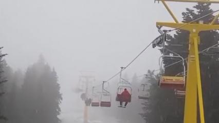 Uludağ'da kar yağışı: Beyaza büründü!