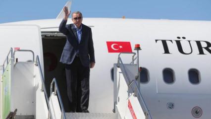 Cumhurbaşkanı Erdoğan, T&uuml;rkmenistan'dan yurda d&ouml;nd&uuml;