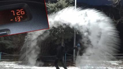 Kent buz kesti! Termometreler eksi 13'ü gösterdi