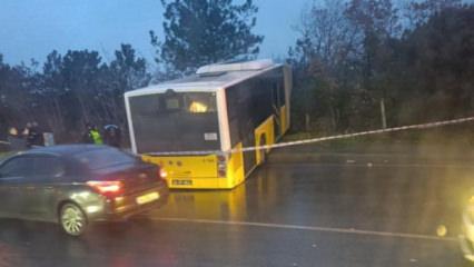 Arnavutk&ouml;y'de İETT otob&uuml;s&uuml; ormanlık alana u&ccedil;tu