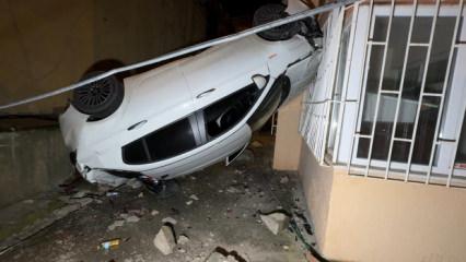 İstanbul'da mahalleyi ayağa kaldıran kaza: 8 metre y&uuml;ksekten d&uuml;şt&uuml;!