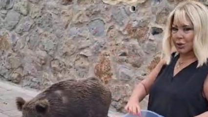 G&ouml;r&uuml;nt&uuml;ler Muğla'dan: Safiye Soyman kapısına gelen domuzu besledi