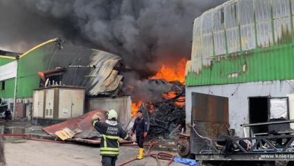 Adana'da hareketli anlar: Geri d&ouml;n&uuml;ş&uuml;m tesisi cayır cayır yanıyor!
