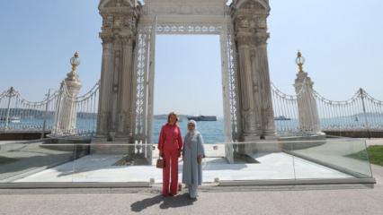 Emine Erdoğan, Krali&ccedil;e Mathilde'yi Dolmabah&ccedil;e Sarayı'nda ağırladı
