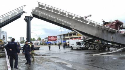 Ankara&rsquo;da korkutan kaza: Damperi a&ccedil;ık tır &uuml;st ge&ccedil;idi yıktı