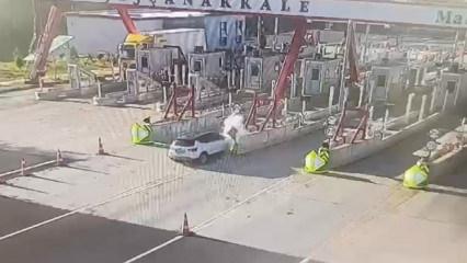 Tekirdağ'da korkun&ccedil; kaza! Gişelere &ccedil;arpan otomobildeki kadın &ouml;ld&uuml;