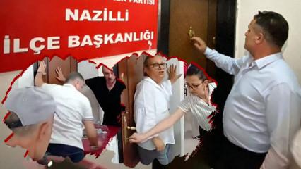 CHP Nazilli'de devir teslim krizi! Eski y&ouml;netim barikat kurdu, yeni başkan kapıda kaldı