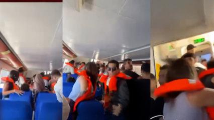 Girne a&ccedil;ıklarında batan gemideki panik anları kamerada
