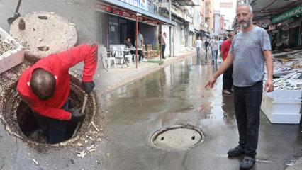 Adana'da i&ccedil;ler acısı manzara! Vatandaş kanalizasyona indi 