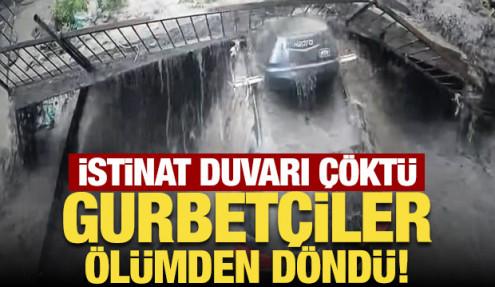 Trabzon'da istinat duvarı çöktü: 2 gurbetçi dakikalarla kurtuldu!
