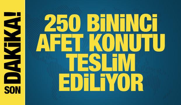 Başkan Erdoğan afet konutları anahtar teslim töreninde konuşuyor.