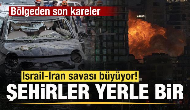 İsrail-İran savaşı büyüyor! Bölgeden son kareler! Şehirler yerle bir