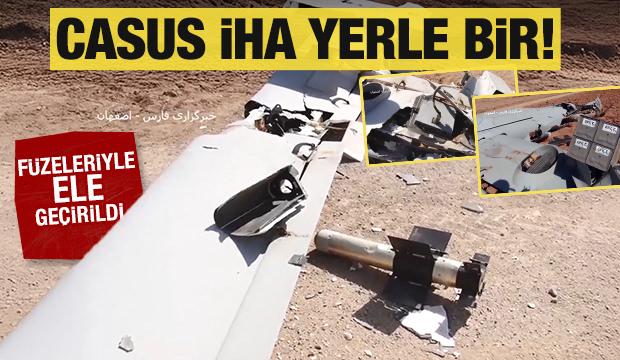 İsrail'in casus İHA’sı yerle bir oldu! İran bir görüntü daha yayımladı