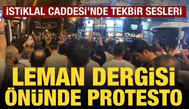 Leman dergisi önünde protesto yapıldı