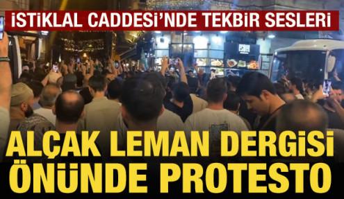 Leman dergisi önünde protesto yapıldı
