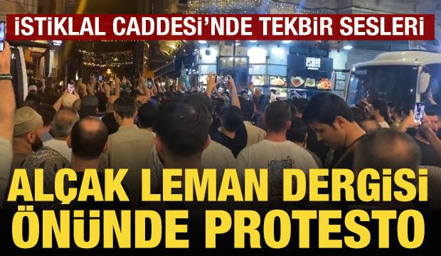 Leman dergisi önünde protesto yapıldı