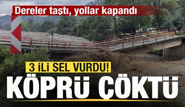 Son dakika: 3 ili sel vurdu! Köprü çöktü! Dereler taştı, yollar kapandı