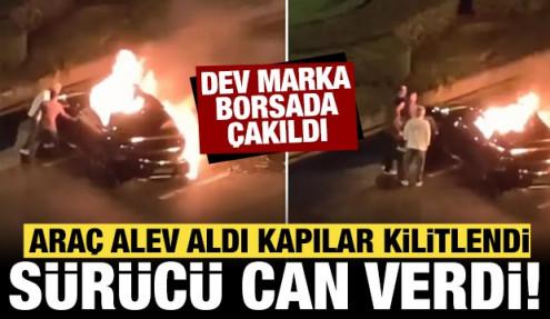 Alev alan aracın kapısı kilitlendi, şoför can verdi: Dev markanın hisseleri çakıldı!