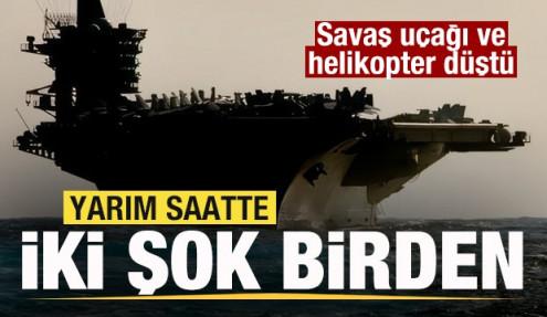 ABD'ye yarım saatte iki şok birden! Savaş uçağı ve helikopter düştü