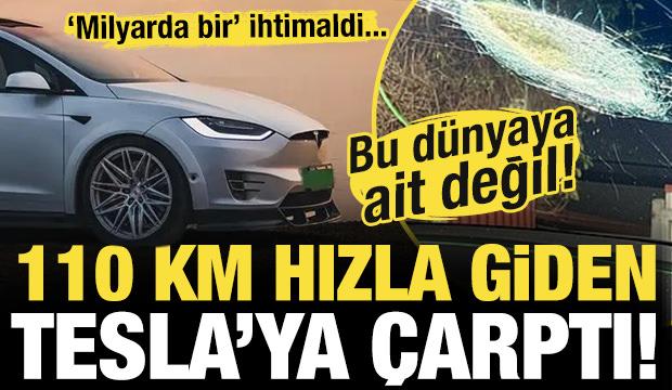 Milyarda bir ihtimal! 110 km hızla ilerleyen Tesla’nın ön camına meteor çarptı!