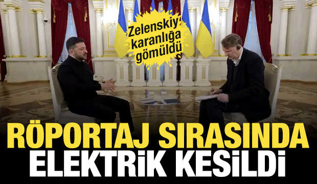 Röportaj sırasında elektrik kesildi: Zelenski karanlığa gömüldü