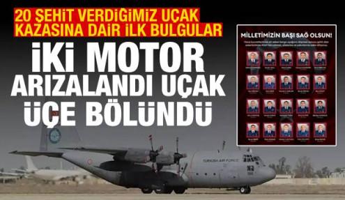 Düşen C130'la ilgili ilk bulgular: İki motor arızalandı, uçak üçe bölündü