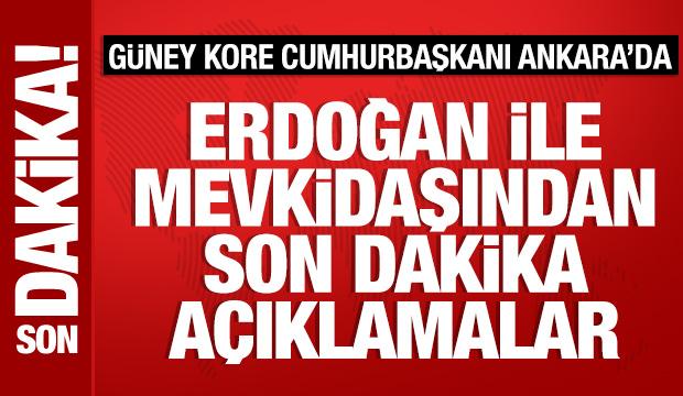 Cumhurbaşkanı Erdoğan, Güney Koreli mevkidaşı ile ortak açıklama yapıyor